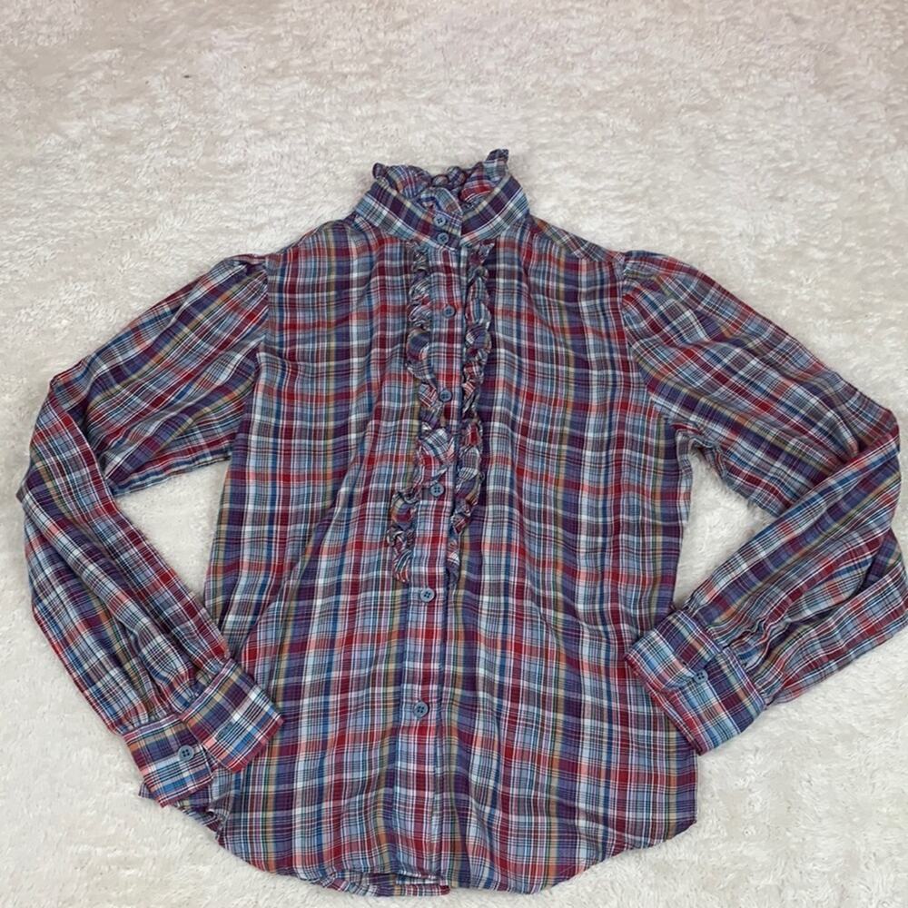Vintage Huk A Poo 70s or 80s ruffled button down shirt, 8 - Picture 3 of 8